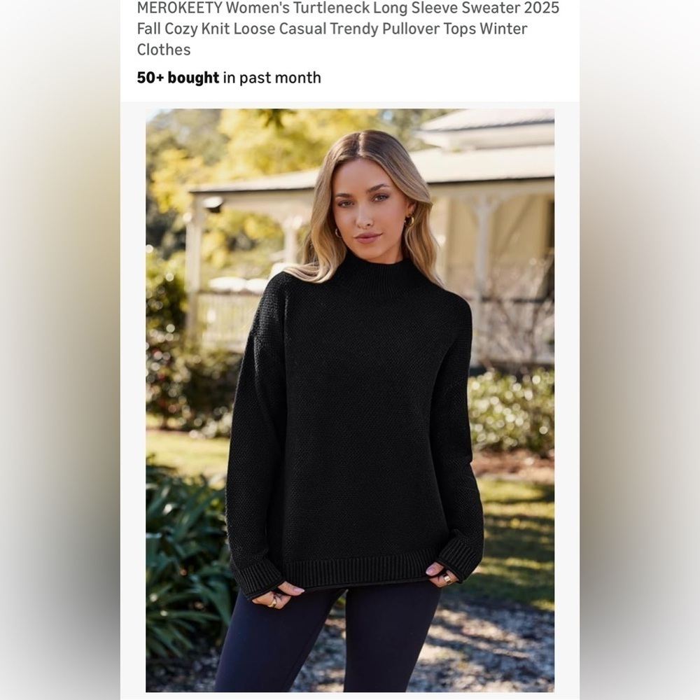 Classic Black Turtleneck Sweater for Women - Picture 2 of 12